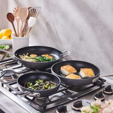 All-Clad Black Nonstick Skillets Set of 3 for Versatile Cooking