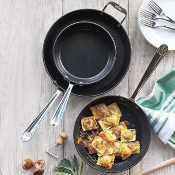 All-Clad Black Nonstick Skillets Set of 3 for Versatile Cooking