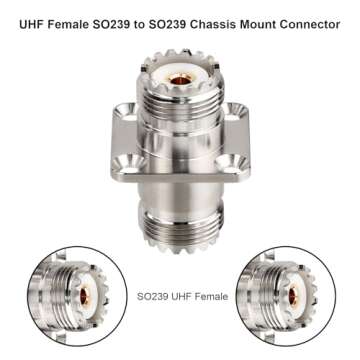 XRDS -RF SO239 to SO239 Chassis Mount Connector 2-Pack, SO239 UHF Female to Female 4 Hole Flange Pan...