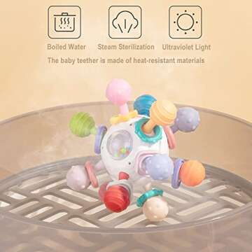 Baby Sensory Teething Toys - Soft and Safe Teether for Babies 0-12 Months - Grasping, Teething, and Rattle Activities - Ideal Gift for Infants