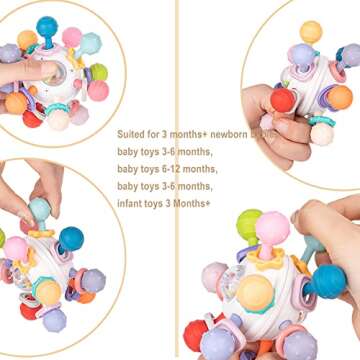 Baby Sensory Teething Toys - Soft and Safe Teether for Babies 0-12 Months - Grasping, Teething, and Rattle Activities - Ideal Gift for Infants