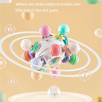 Baby Sensory Teething Toys - Soft and Safe Teether for Babies 0-12 Months - Grasping, Teething, and Rattle Activities - Ideal Gift for Infants