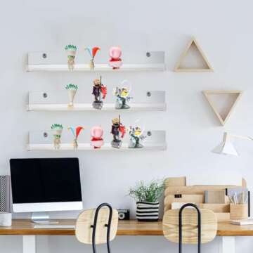 Fasmov 6 Pack 15 Inch Acrylic Floating Bookshelf, Invisible Wall Bookshelves for Kids Room, Living Room, Office, Bedroom, Bathroom, Kitchen