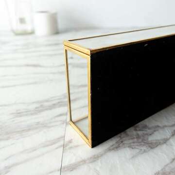 Gold Perfume Tray, Gold Mirror Tray, Perfume Organizer Tray, Vanity Trays for Bedroom Dresser, Bathroom Counter Tray Decor - Moosylife 10x3.5 Inch