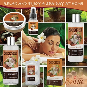 Luxurious Coconut Spa Gift Basket for Women - All Natural Spa Kit