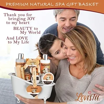 Luxurious Coconut Spa Gift Basket for Women - All Natural Spa Kit