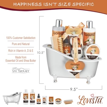 Luxurious Coconut Spa Gift Basket for Women - All Natural Spa Kit