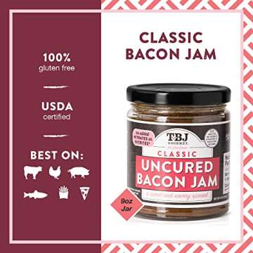 TBJ Gourmet Classic Bacon Jam - Original Recipe Bacon Spread - Uses Real Bacon, No Preservatives - Authentic Bacon Jams - 2 x 9 Ounces