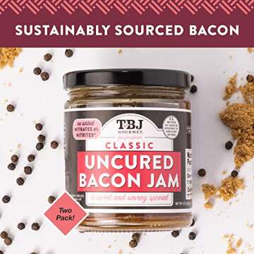 TBJ Gourmet Classic Bacon Jam - Original Recipe Bacon Spread - Uses Real Bacon, No Preservatives - Authentic Bacon Jams - 2 x 9 Ounces