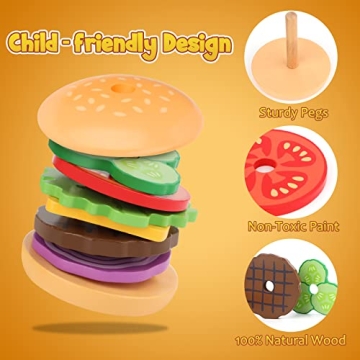 Montessori Burger Stacking Toy for Creative Play and Learning