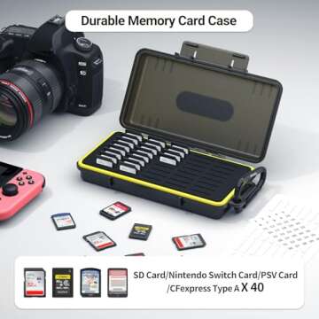 40 Slots Durable Memory Card Case Holder Organizer Keeper Water-Resistant Protector for SD SDHC SDXC...