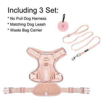 Petmolico Dog Harness for Small Dogs, Cute Harness Vest with Two Leash Clips and Soft Handle, Reflective Easy Walk Puppy Vest - Pink, X-Small