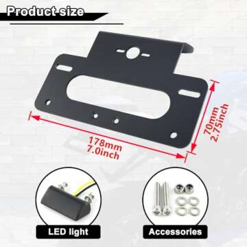 Xitomer Fender Eliminator Fit for GSXR 600/GSXR 750 L11 2024 2023 2022 2021 2020 2019 2018 2017 2016 2013-2024 GSXR600 Tail Tidy, Fender Eliminator Bracket with Led License Plate Light (Black)