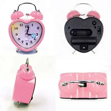 Meyaus Heart Shape Silent Alarm Clock with Nightlight