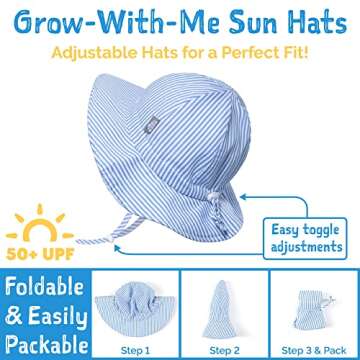 JAN & JUL Cotton Floppy Sun-Hat for Toddler Boy with UV Protection (M: 6-24 Months, Atlantic Blue)