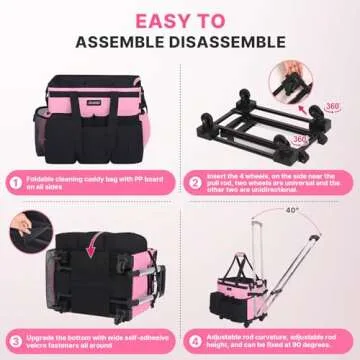 JKAOO Large Rolling Cleaning Caddy Bag for Effortless Organization