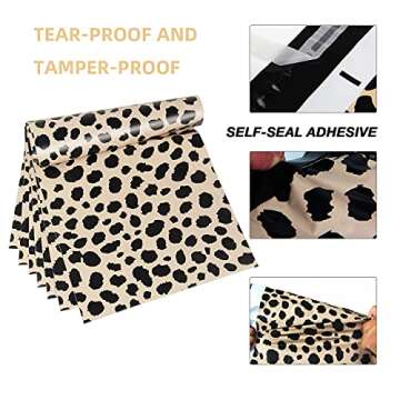 PackaPro 10x13 Poly Mailers 100 Pack Plastic Shipping Bags for clothing packaging mailing 3.15 Mil Self Seal Non-Padded Shipping Envelopes for small business Brown/Black leopard Print