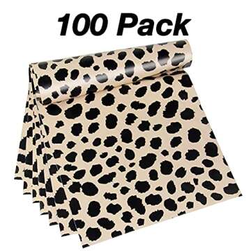 PackaPro 10x13 Poly Mailers 100 Pack Plastic Shipping Bags for clothing packaging mailing 3.15 Mil Self Seal Non-Padded Shipping Envelopes for small business Brown/Black leopard Print