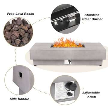 ReeQuo 60-inch Outdoor Propane Fire Pit Table Set