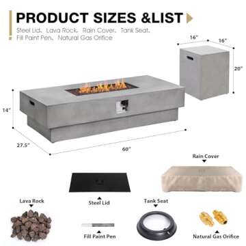 ReeQuo 60-inch Outdoor Propane Fire Pit Table Set