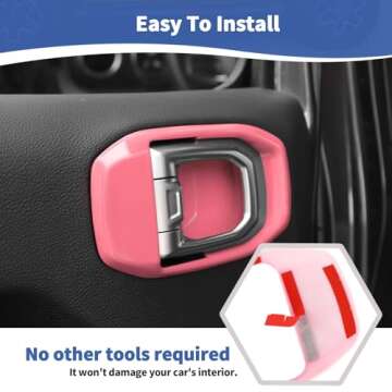 RT-TCZ for Jeep JL Inner Door Handle Bowl Cover Trim for Jeep Wrangler JL JLU Gladiator JT 2018-2024 Pink Interior Accessories 4pcs