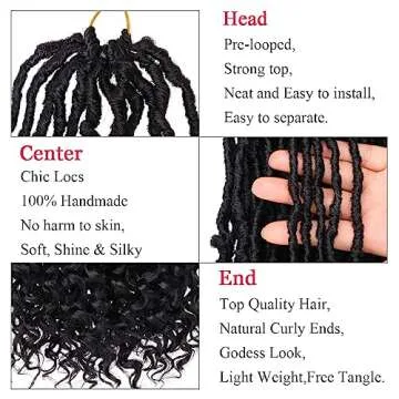 Leeven 7 Packs Faux Locs With Curly Ends 18 Inch Pre-looped Goddess Locs Crochet Hair 84 Strands Natural Black Crochet Bohemian Soft Locs Braiding Hair Extensions With Curls for Women 1B#