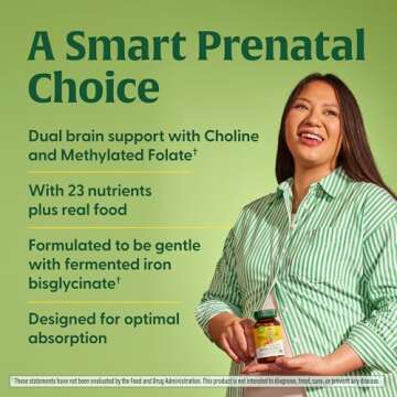 MegaFood Baby & Me 2 Prenatal Vitamin and Minerals - Vitamins for Women - with Folate (Folic Acid Natural Form), Choline, Iron, Iodine, and Vitamin C, Vitamin D and more - 60 Tabs (30 Servings)