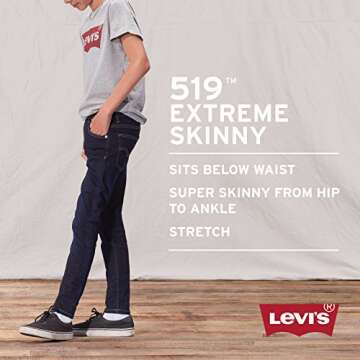 Levi's Boys' Big 519 Extreme Skinny Fit Jeans, Black Stretch, 14