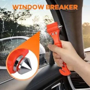 SINSEN Car Safety Hammer Set of 2 Emergency Escape Tool Auto Car Window Glass Hammer Breaker and Seat Belt Cutter Escape 2-in-1 for Family Rescue & Auto Emergency Escape Tools