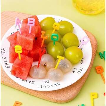 Fun Bento Picks set, 158 Pcs Animal Food Picks for Kids, Cute Cartoon Animal Fruit Food Toothpicks, Lunch Bento Box Picks for Toddler - Shapes Include Animals, Letters, Eyes, Flowers etc