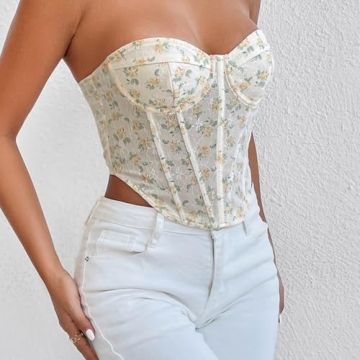 Aularso Floral Print Corset Top for Summer Style
