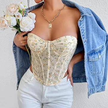 Aularso Floral Print Corset Top for Summer Style