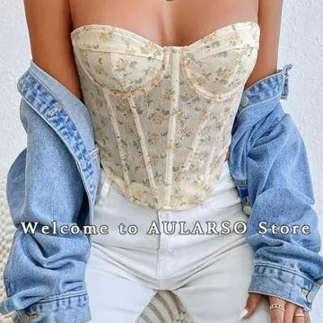 Aularso Floral Print Corset Top for Summer Style