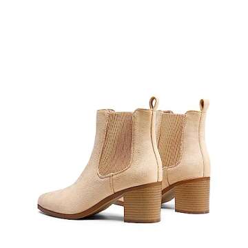 DREAM PAIRS Women's Retro Elastic Chelsea Ankle Boots Fashion Low Chunky Block Heel Pointed Toe Fall Heeled Booties Shoes