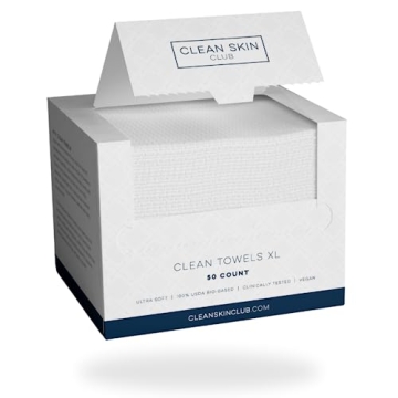Clean Skin Club Clean Towels XL™ - Biobased Dermatologist Approved Disposable Makeup Remover Dry W...