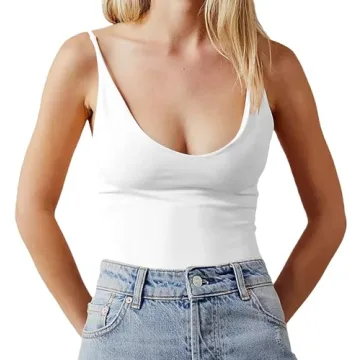 Stylish Tankaneo Deep V Neck Sleeveless Cami Top for Women
