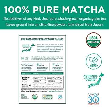 Jade Leaf Matcha Organic Ceremonial Grade Green Tea Powder - Farm Direct First Harvest - Single Serve Stick Packs - Authentic Japanese Origin (10 Count Single Serve Stick Pack Pouch)