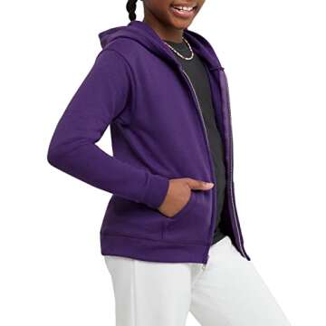 Hanes girls Comfortsoft Ecosmart Full-zip Hoodie Hooded Sweatshirt, Purple Thora, Small US