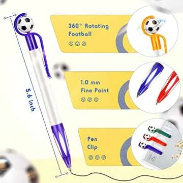 Dianelhall Soccer Party Favors Pen Set - 20 Colorful Pens