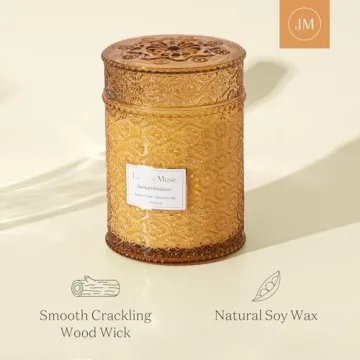 Luxury Sandalwood Candle Wood Wick 19oz Scented Home Decor