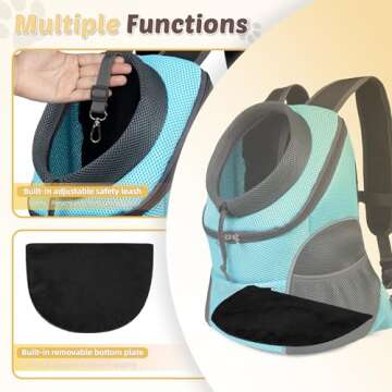 WOYYHO Pet Dog Carrier Backpack with Storage Pockets Small Dog Front Backpack Adjustable Straps Dog Backpack Breathable Dog Front Carrier with Safety Belt for Travel Hiking Cycling Outdoor Use