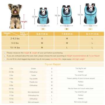WOYYHO Pet Dog Carrier Backpack with Storage Pockets Small Dog Front Backpack Adjustable Straps Dog Backpack Breathable Dog Front Carrier with Safety Belt for Travel Hiking Cycling Outdoor Use