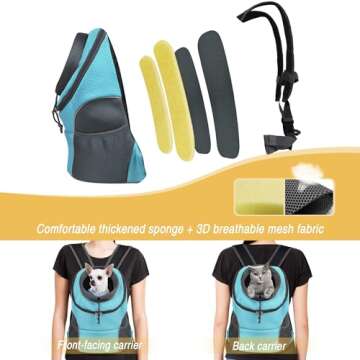 WOYYHO Pet Dog Carrier Backpack with Storage Pockets Small Dog Front Backpack Adjustable Straps Dog Backpack Breathable Dog Front Carrier with Safety Belt for Travel Hiking Cycling Outdoor Use