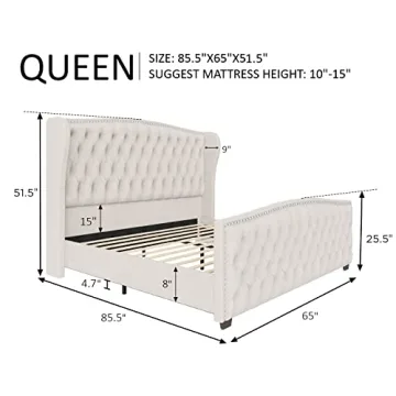 Luxurious AMERLIFE Queen Velvet Bed Frame for Elegant Decor
