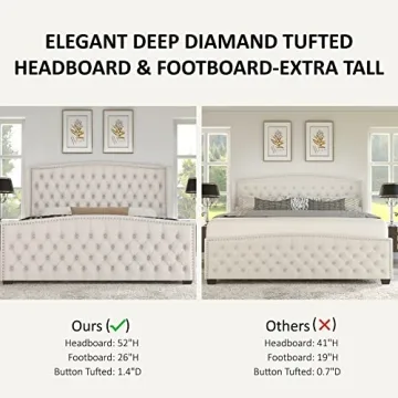 Luxurious AMERLIFE Queen Velvet Bed Frame for Elegant Decor