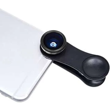 Universal 3 in 1 Cell Phone Camera Lens Kit for Smartphones Including - Fish Eye Lens / 2 in 1 Macro Lens & Wide Angle Lens/Universal Clip/Carry Pouch/Microfiber Cleaning Cloth
