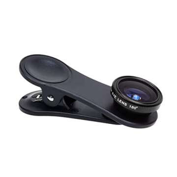 Universal 3 in 1 Cell Phone Camera Lens Kit for Smartphones Including - Fish Eye Lens / 2 in 1 Macro Lens & Wide Angle Lens/Universal Clip/Carry Pouch/Microfiber Cleaning Cloth