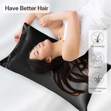LXMGED Satin Silk Pillowcases for Skin and Hair,Set of 2 Satin Pillow Cases for Women with Envelope Closure,Soft Breathable Smooth Cooling Silk Pillow Covers for Gifts，Black，King (20" x 36")