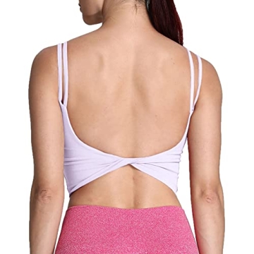 Aoxjox Women's Workout Sports Bras Fitness Padded Backless Yoga Crop Tank Top Twist Back Cami