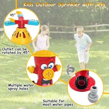 Sprinkler for Kids, Kids Sprinkler, Water Sprinkler for Kids with Roating Spray Nozzles, Sprinklers ...